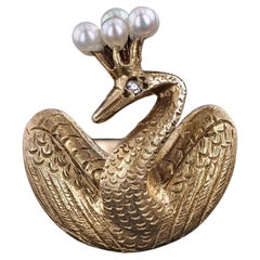 Vintage Pfau Ring von 14k Gold