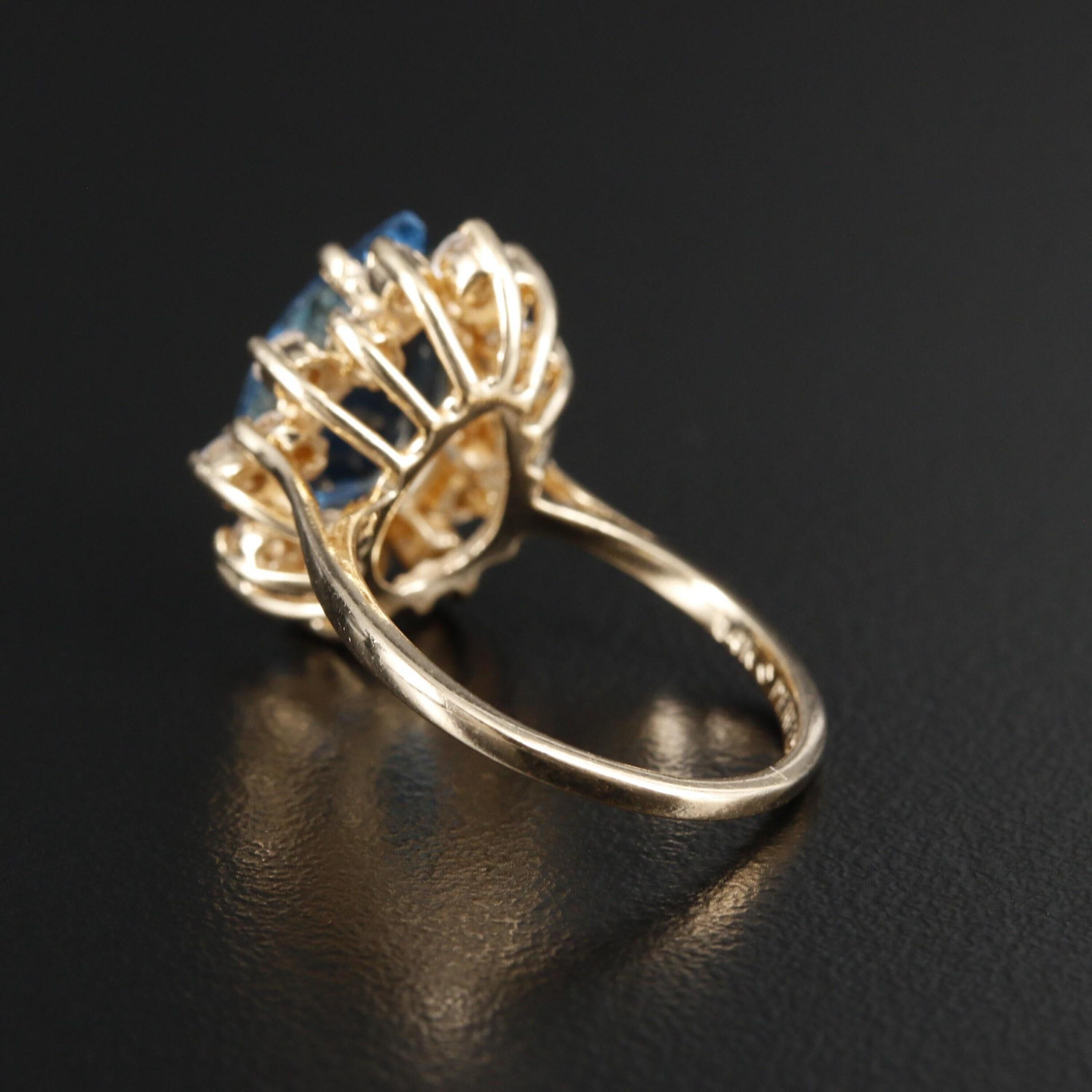 For Sale:  Vintage Pear Cut Aquamarine Engagement Ring, Art Deco Antique Wedding Ring 3