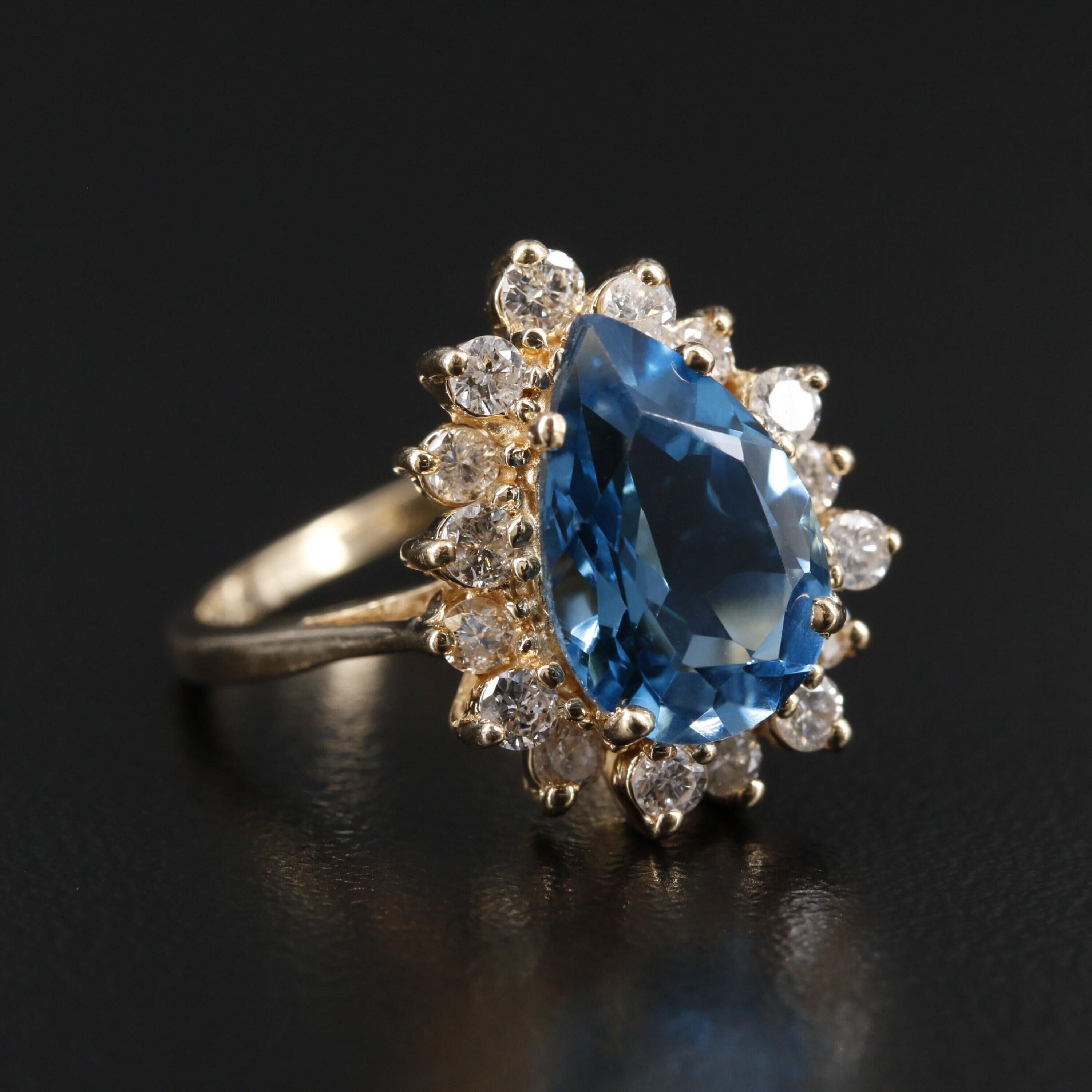 For Sale:  Vintage Pear Cut Aquamarine Engagement Ring, Art Deco Antique Wedding Ring 5
