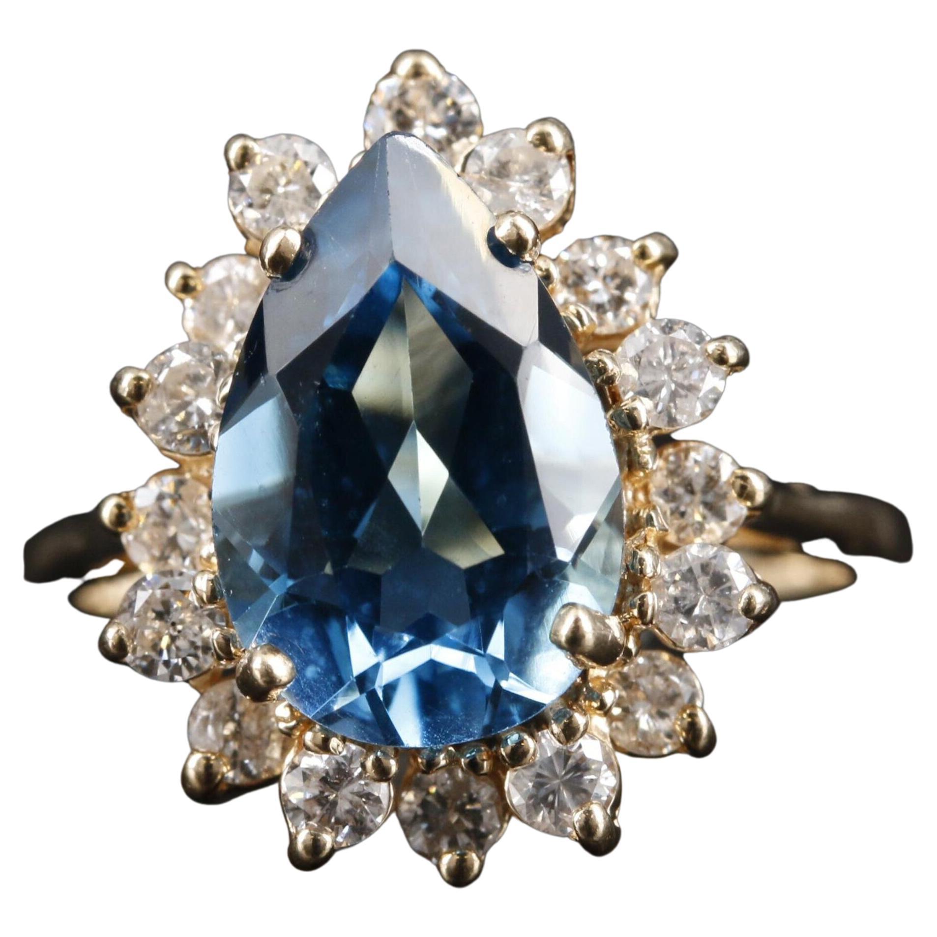 For Sale:  Vintage Pear Cut Aquamarine Engagement Ring, Art Deco Antique Wedding Ring