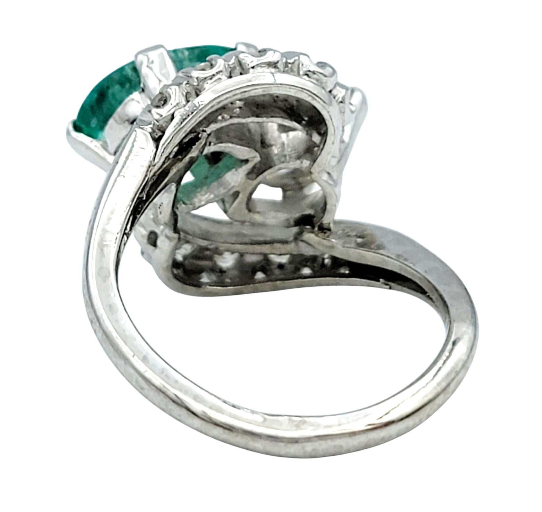 Vintage Pear Cut Colombian Emerald and Diamond Cocktail Ring in Platinum 2