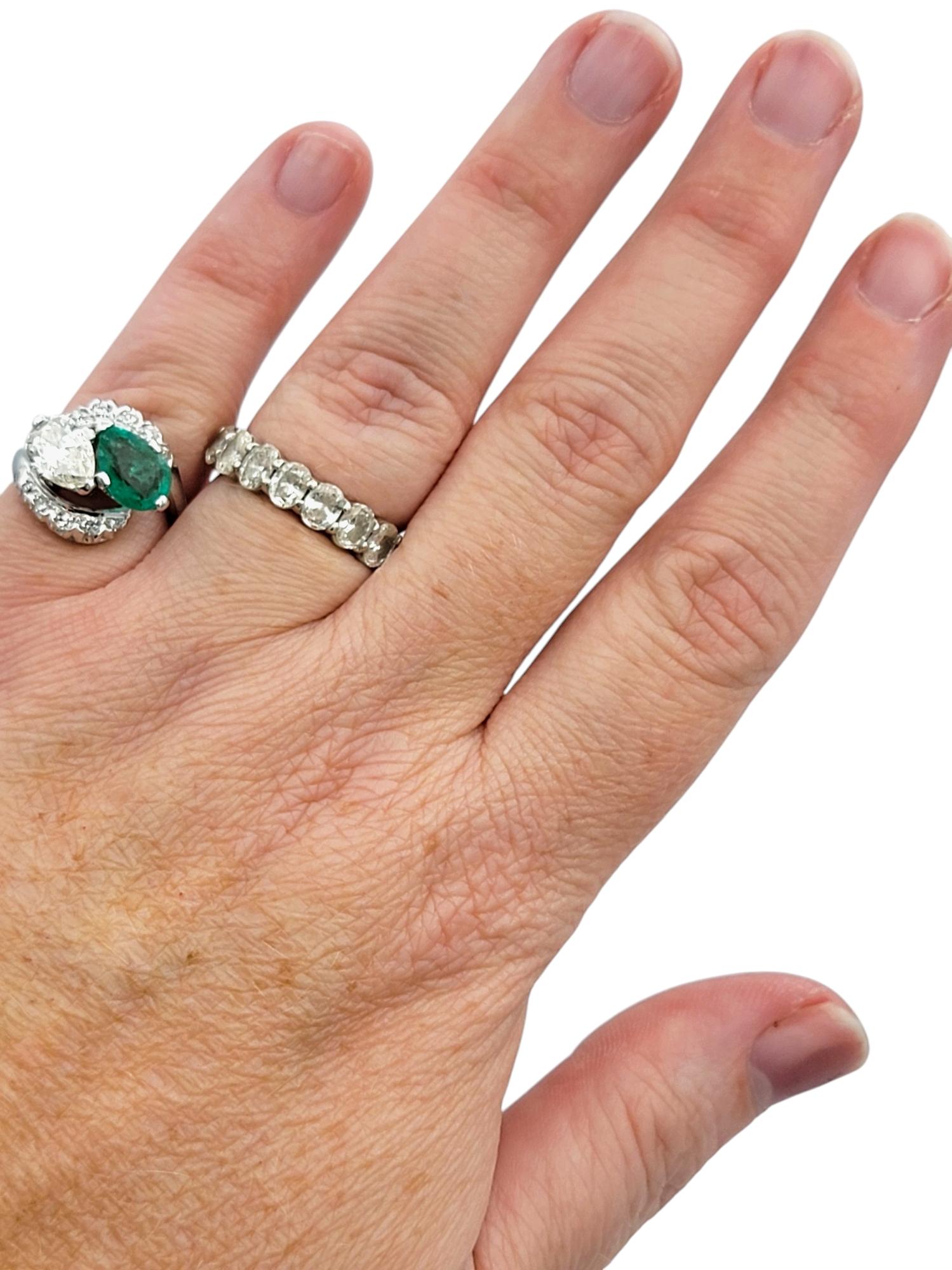Vintage Pear Cut Colombian Emerald and Diamond Cocktail Ring in Platinum 3