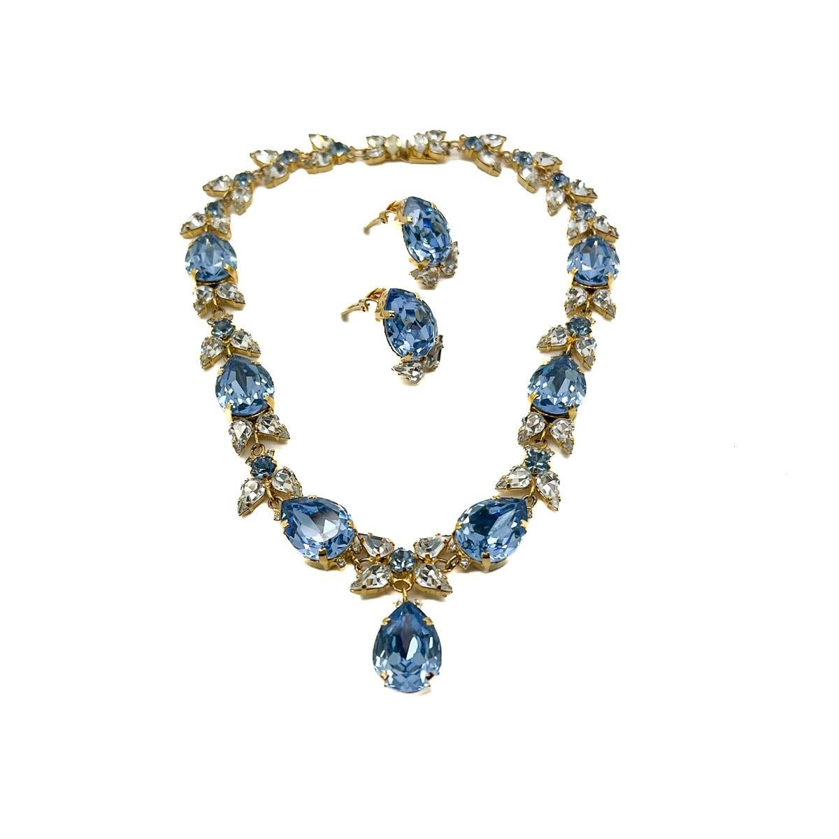 Collier et boucles d'oreilles vintage en cristal poire Riviere 1960s Bon état à Wilmslow, GB