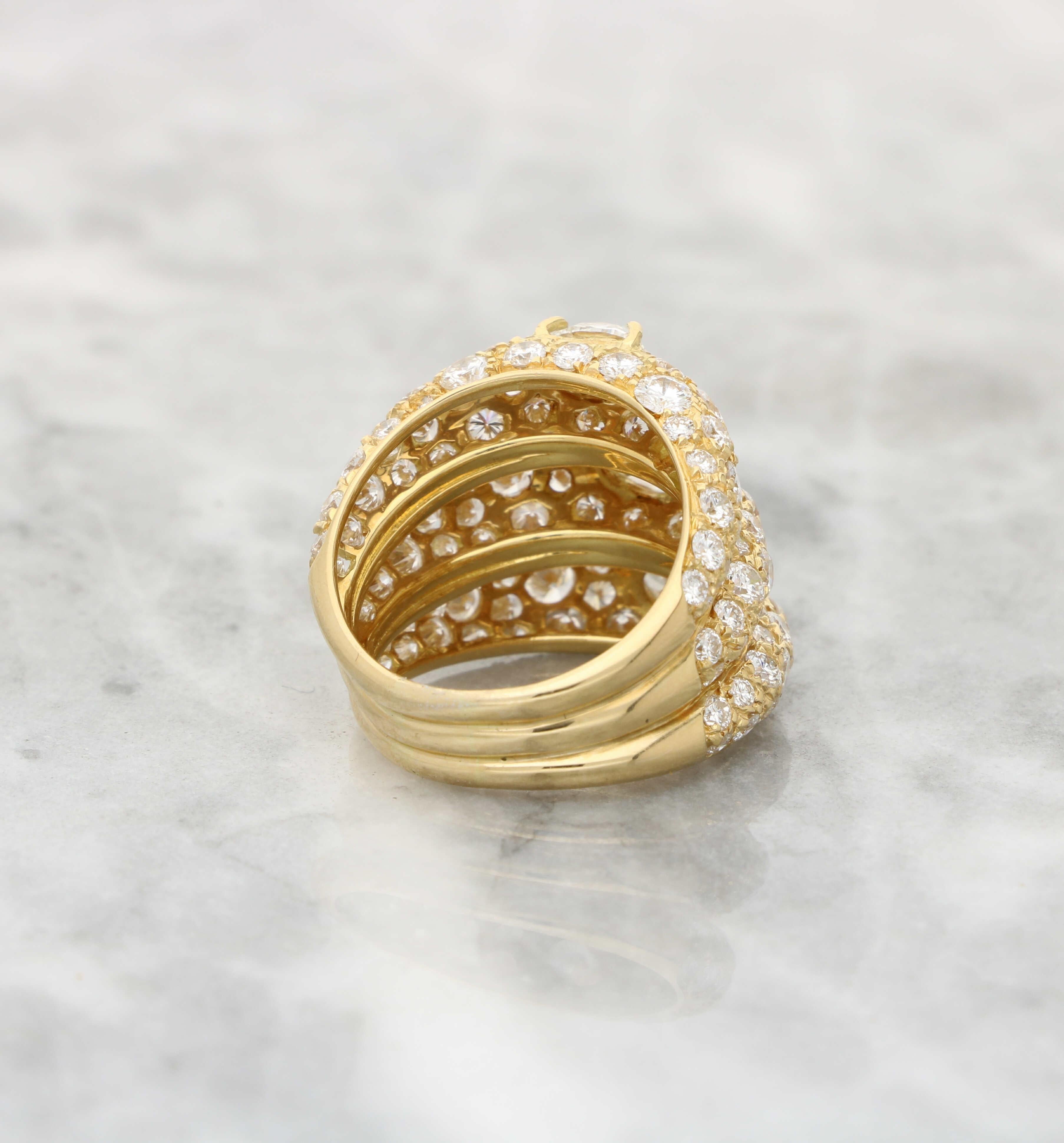 Vintage Pear Cut Diamond Stacked Cocktail Ring in 18k Yellow Gold For Sale 3