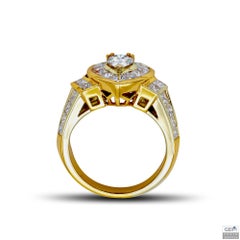 Vintage Pear Diamond 18 Karat Yellow Gold Solitaire Engagement Ring