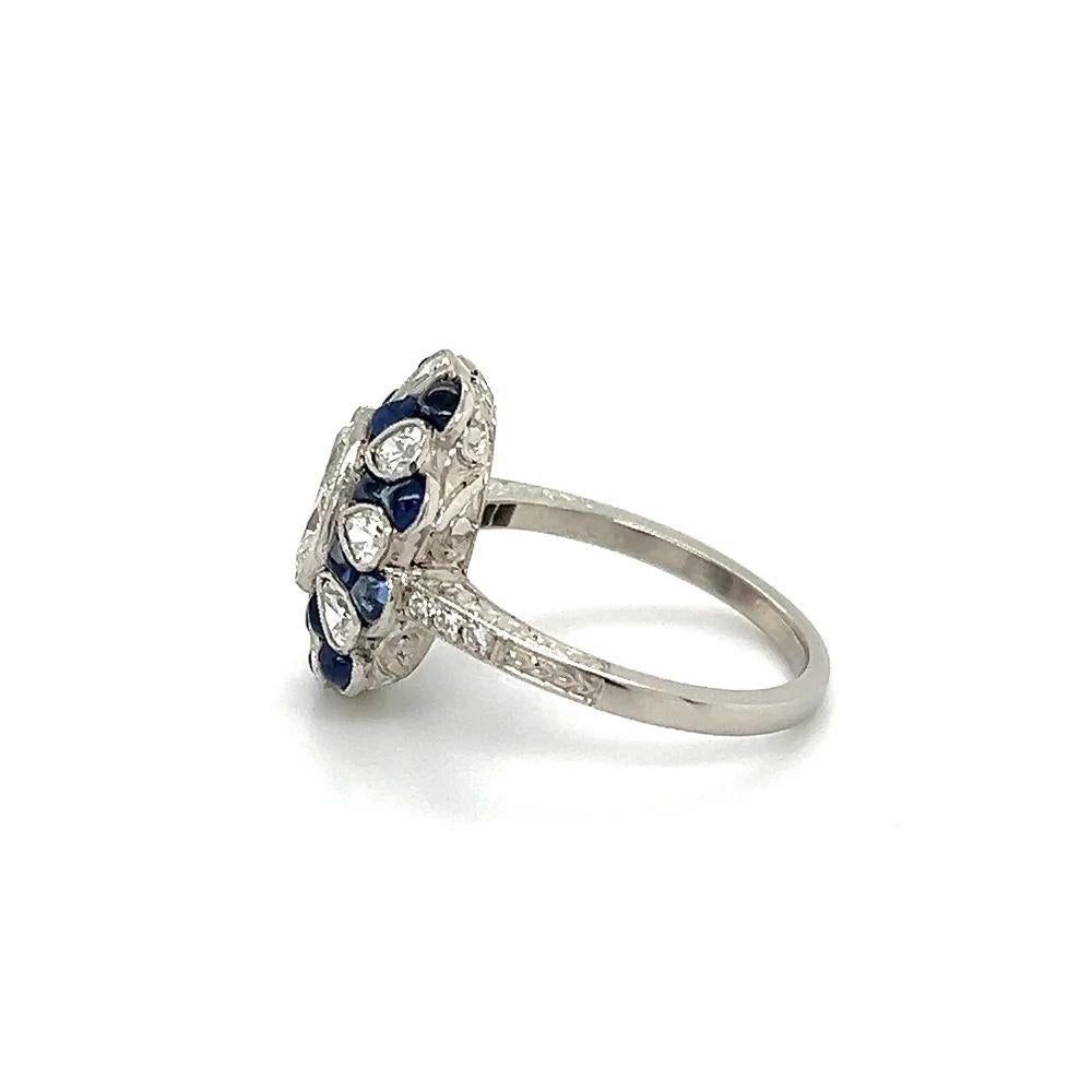 Vintage Pear Diamond, Sapphire, OEC and Pear Diamond Platinum Cocktail Ring In Fair Condition For Sale In Montreal, QC
