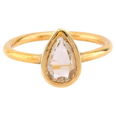 Vintage Pear Shape Diamond 18K Gelbgold Lünette Ring