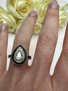 Vintage Pear Shaped Diamond and Sapphire Ring