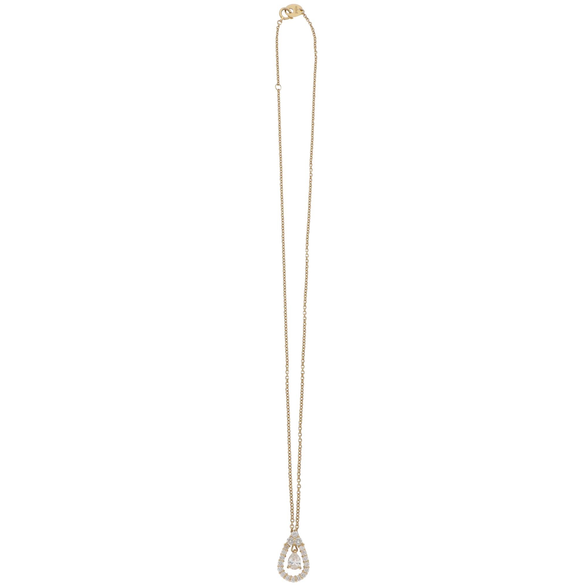 Moderno Collana vintage con diamante a forma di pera in oro giallo in vendita
