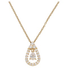 Collana vintage con diamante a forma di pera in oro giallo