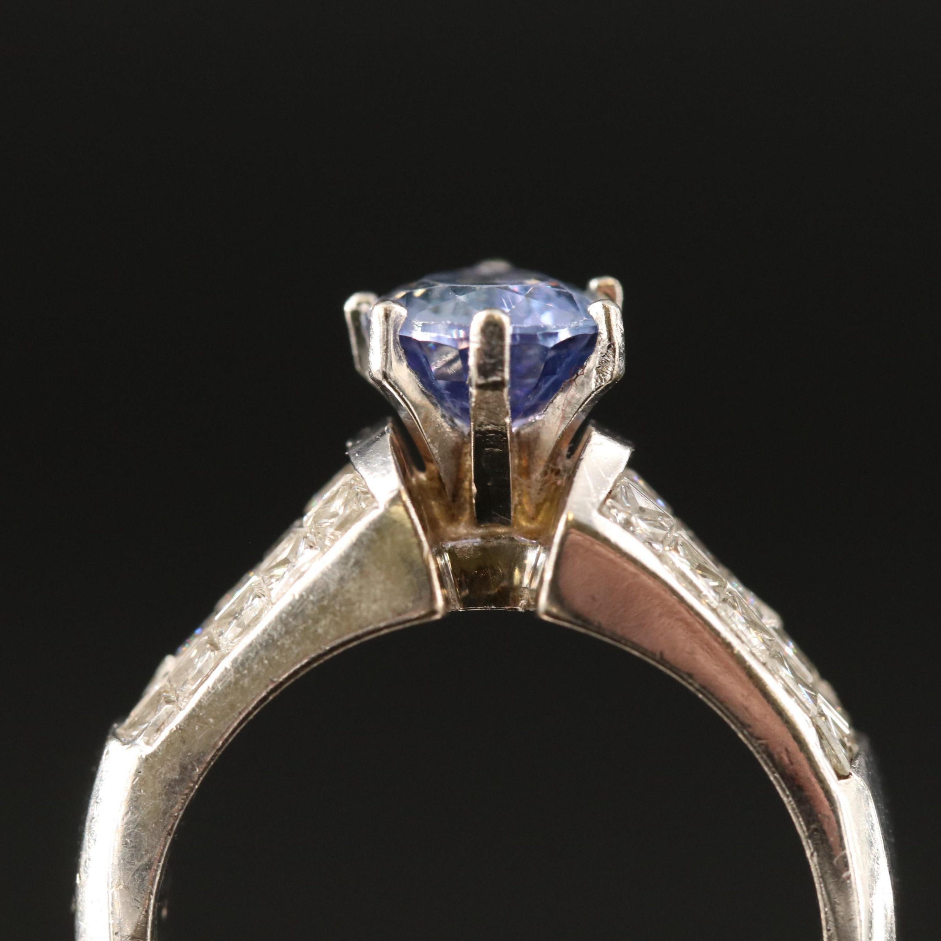 For Sale:  Vintage Pear Tanzanite Diamonds Engagement Ring, Diamond Wedding Ring 6