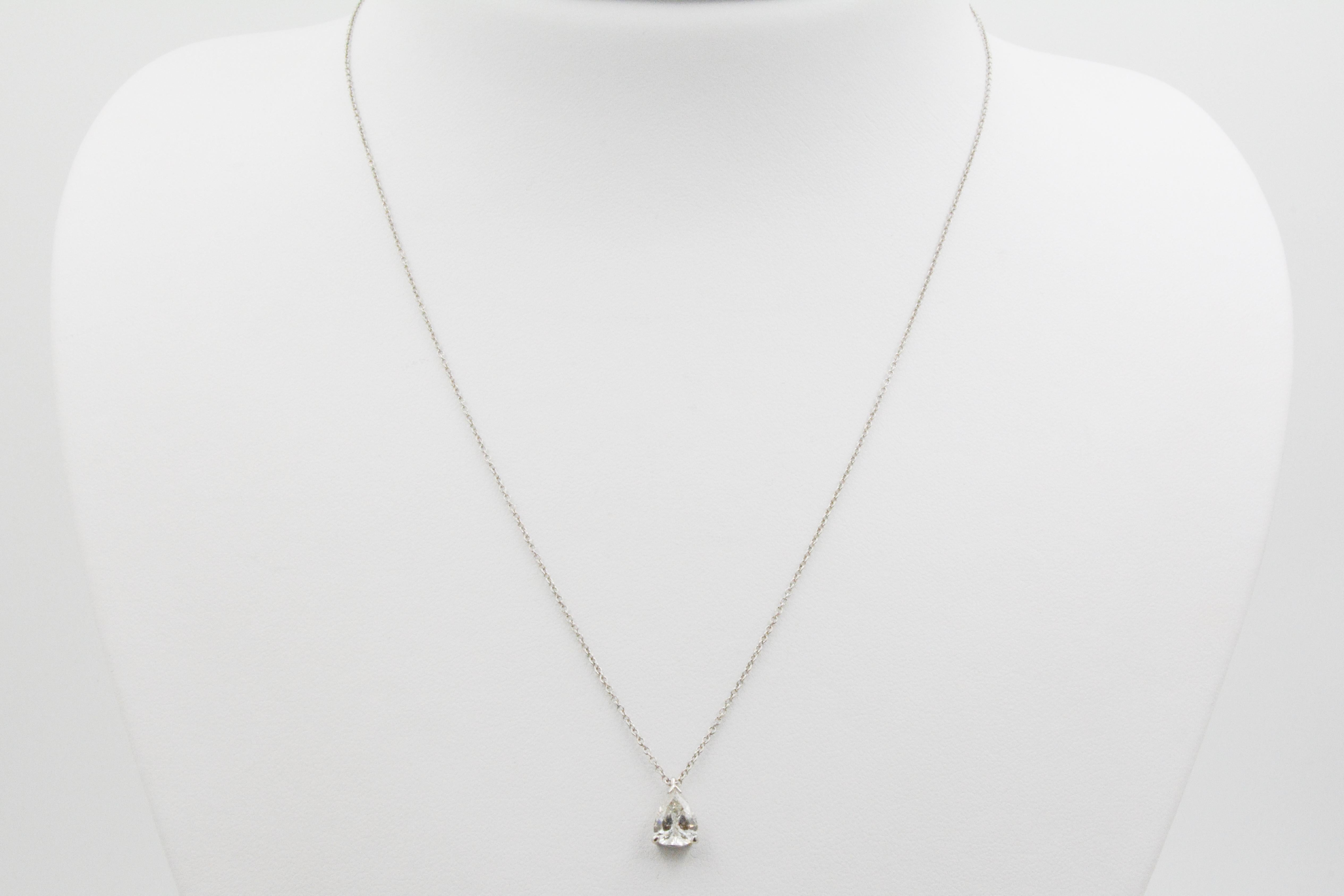 Pear Cut Vintage Pear Transition Cut Diamond Platinum Necklace