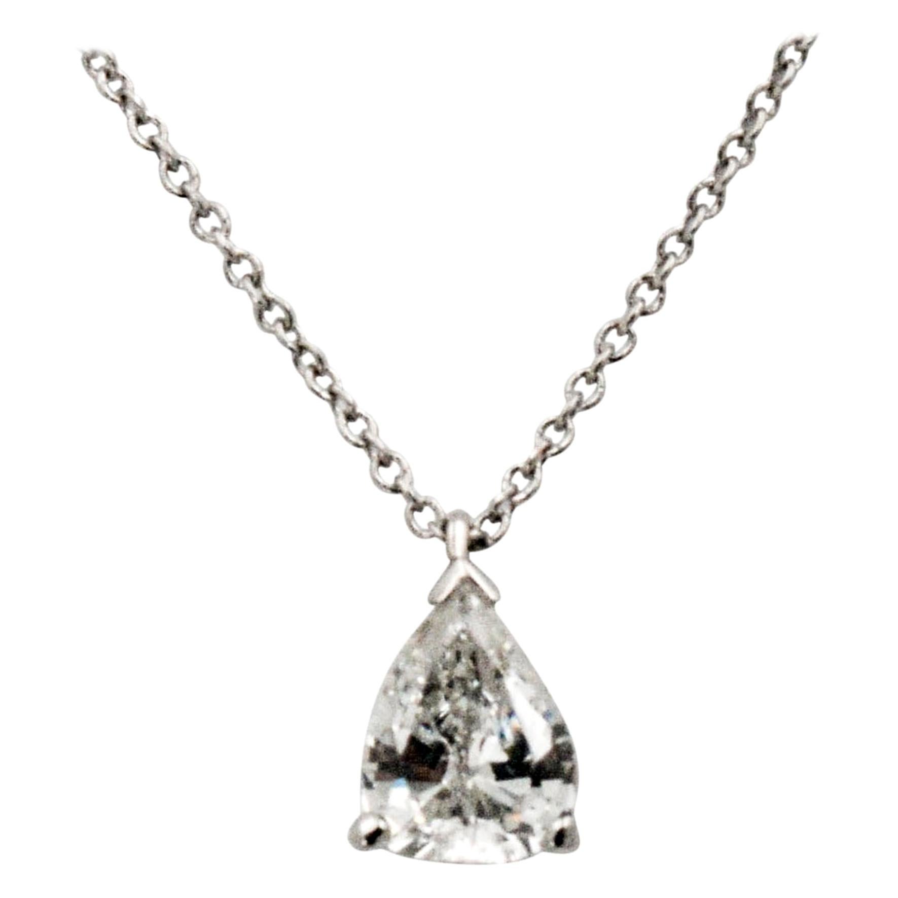 Vintage Pear Transition Cut Diamond Platinum Necklace