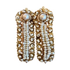 Vintage Pearl 10 Karat Yellow Gold Front-Closure Earrings