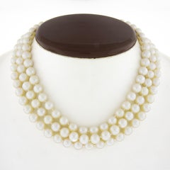 Vintage Pearl & 10ctw Sapphire Necklace and Bracelet Set 14k White Gold Clasps