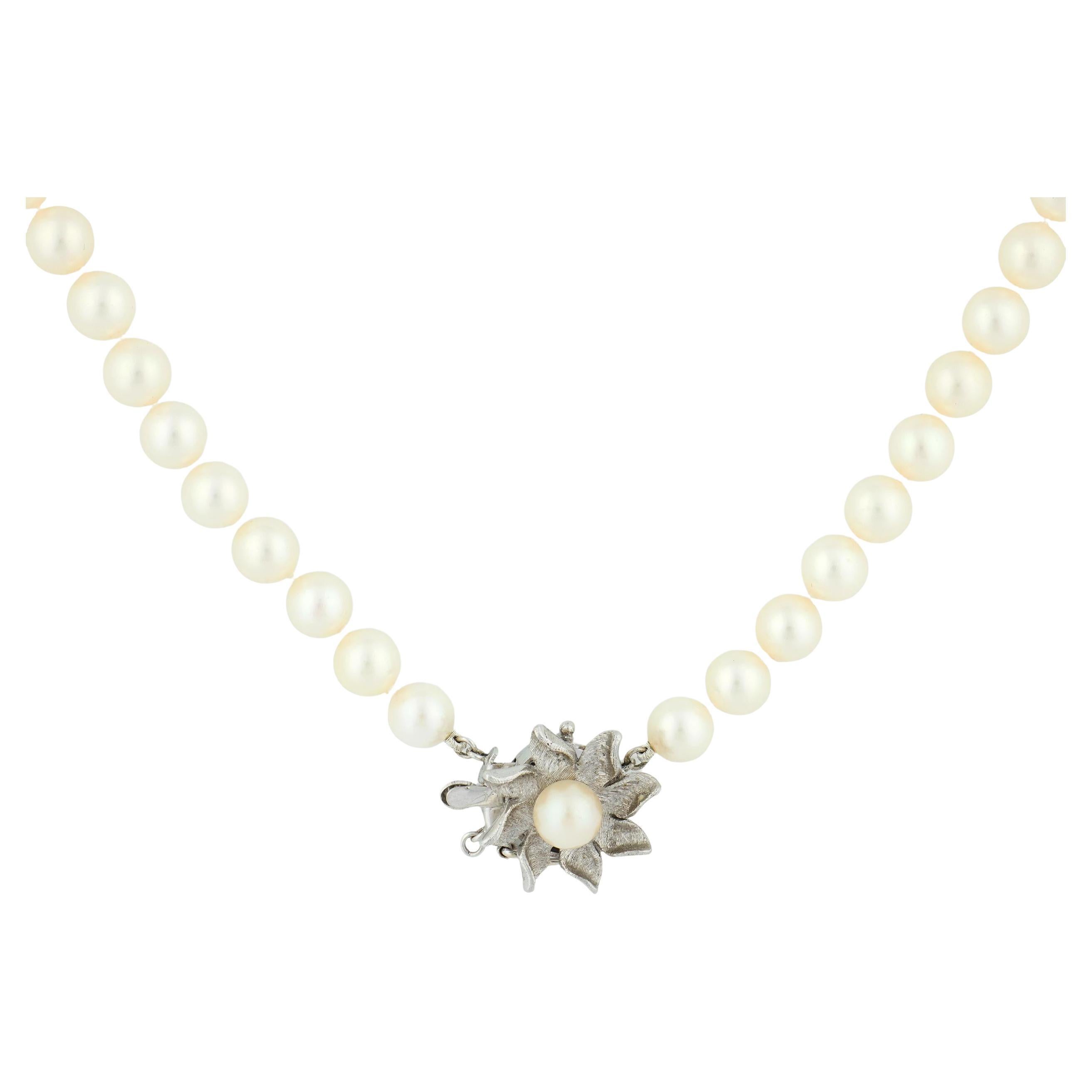 Vintage pearl 14k white gold necklace im Angebot