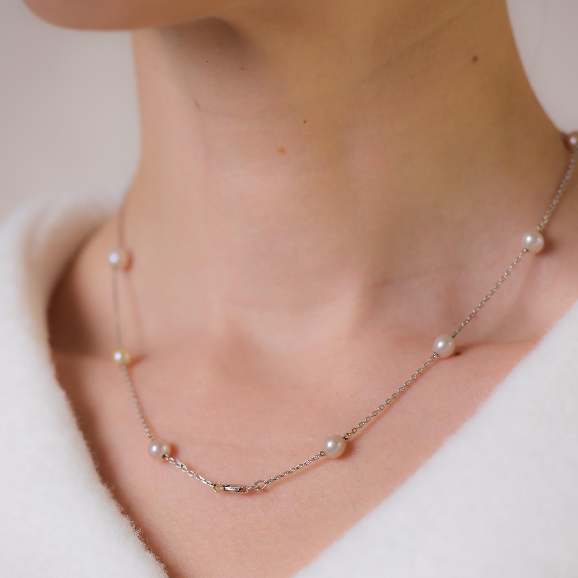 Modern Vintage pearl 18k white gold necklace