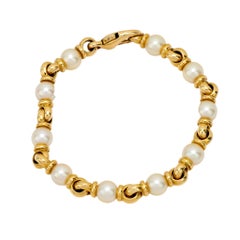Vintage pearl 18k yellow gold bracelet