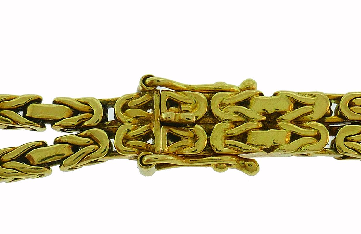Chaîne collier vintage en or jaune 18 carats signé BTF French Pour femmes en vente