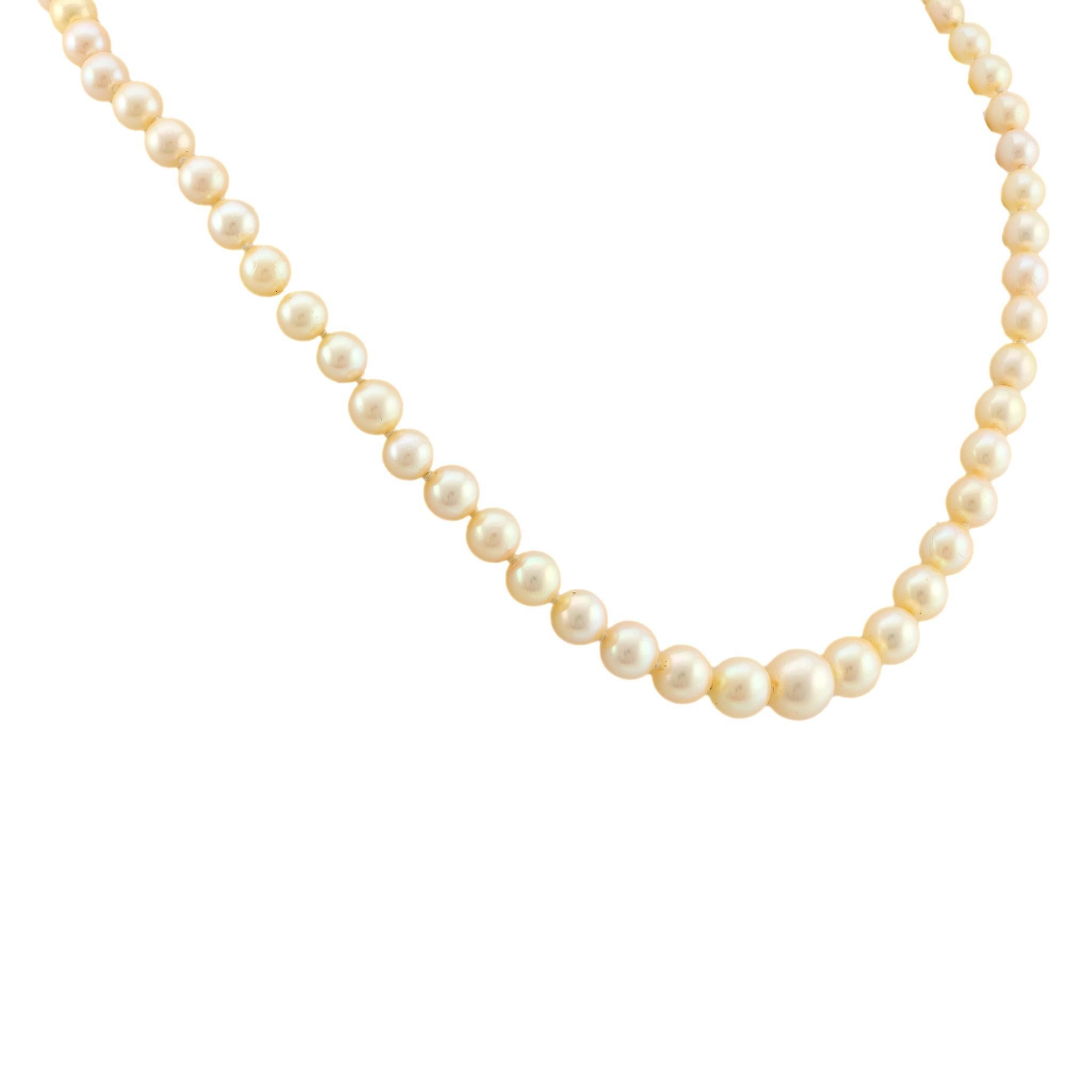Taille ronde Collier ras de cou vintage en or jaune 18k et perles en vente