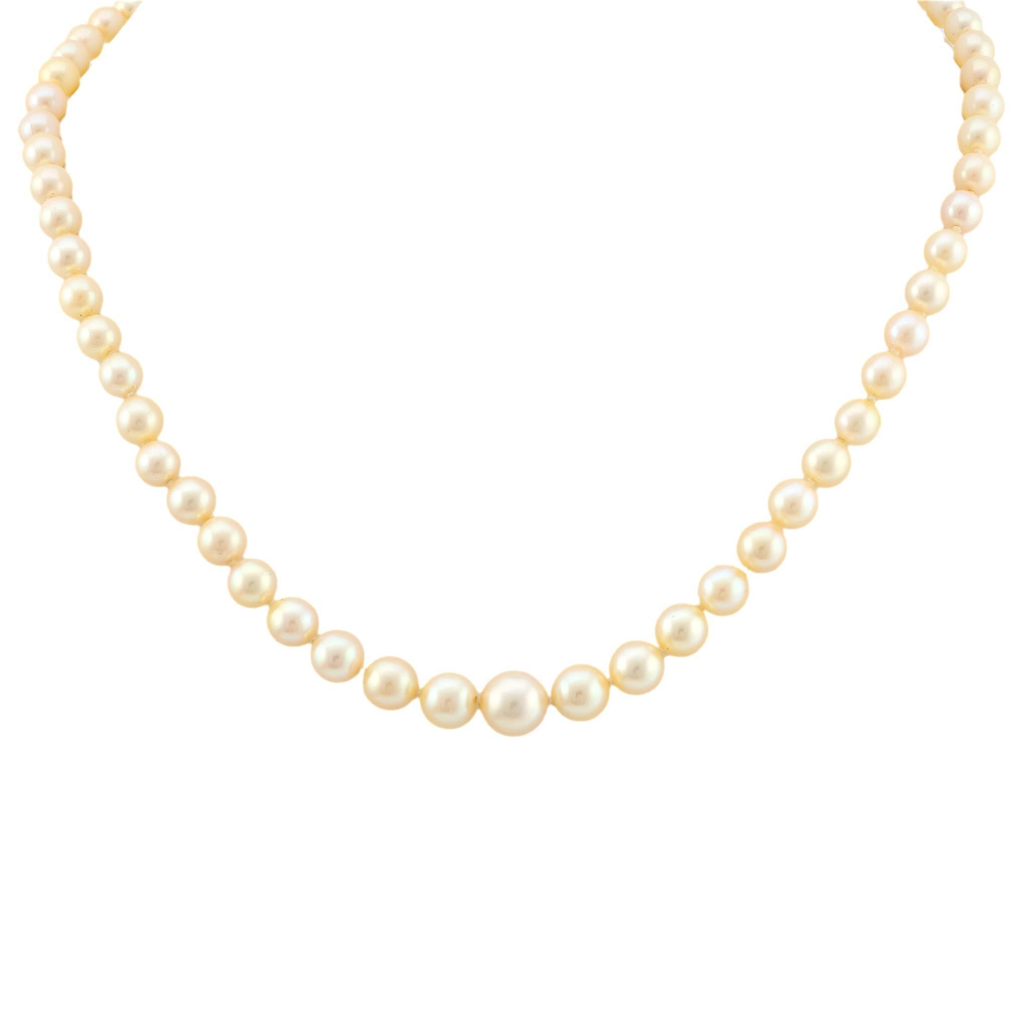 Collier ras de cou vintage en or jaune 18k et perles