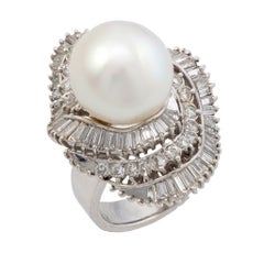 Vintage Perle 2,70 Karat Diamant Platin Ballerina Cocktail Ring