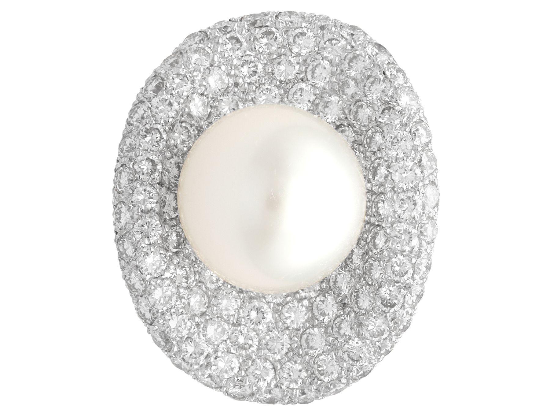 Taille ronde Boucles d'oreilles en or blanc 18k perle vintage 5.15ct diamant en vente