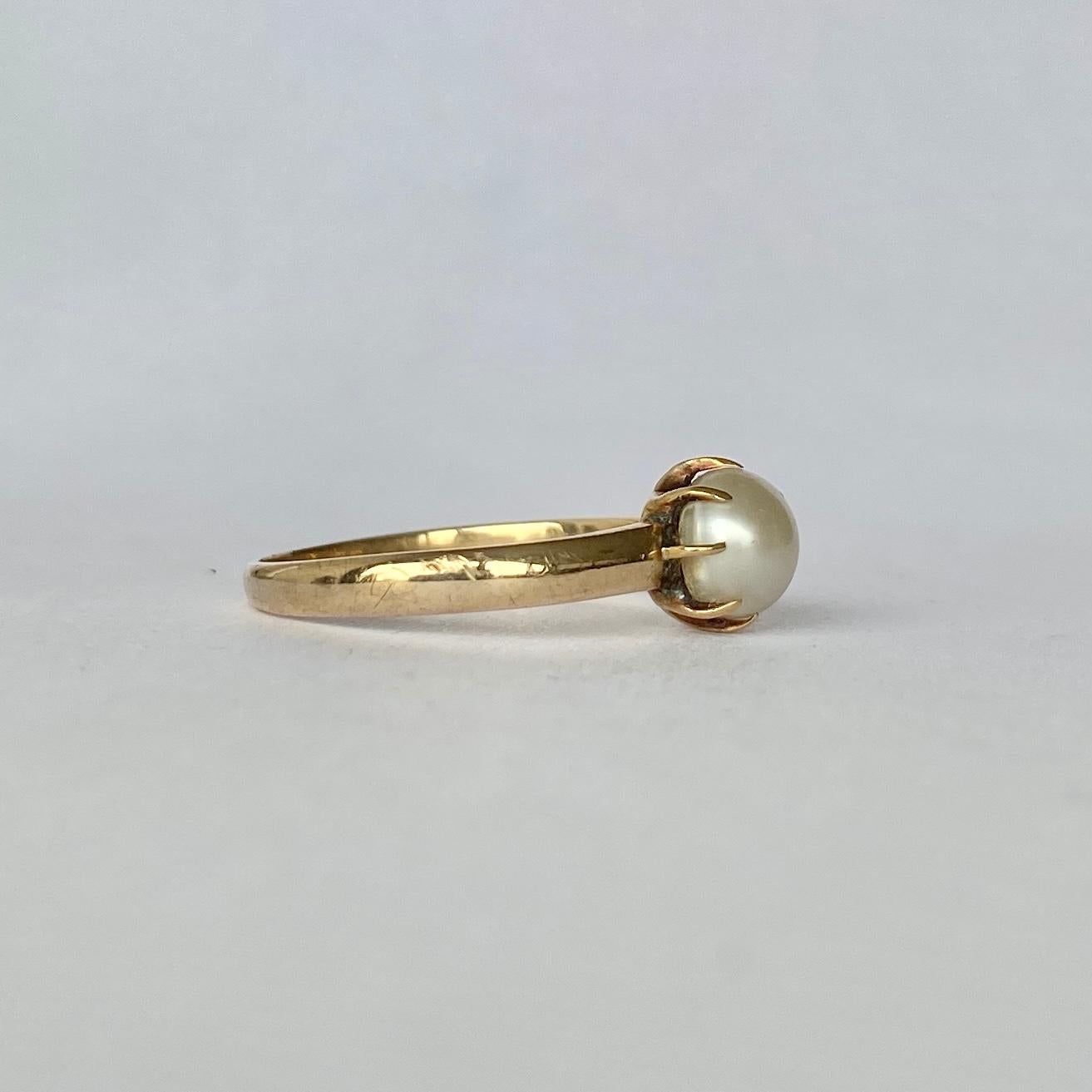 Modern Vintage Pearl 9 Carat Gold Ring