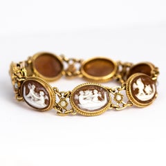 Vintage Pearl and 9 Carat Gold Cameo Bracelet