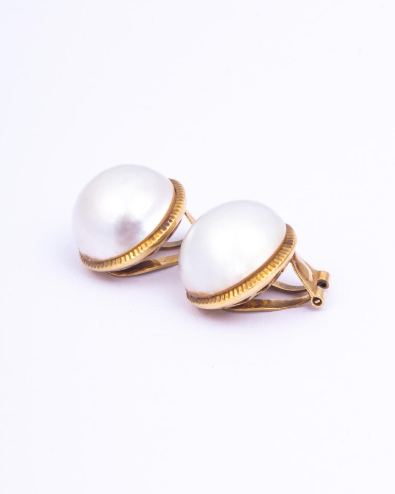 Vintage Pearl and 9 Carat Gold ClipOn Earrings For Sale at 1stDibs white gold stud earrings