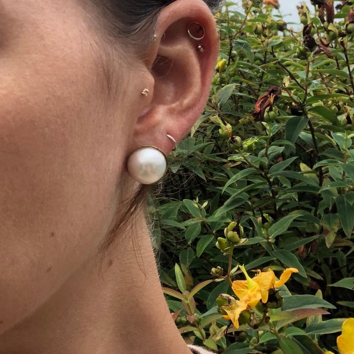 De las mujeres Pendientes vintage de perlas y oro de 9 quilates con clip en venta
