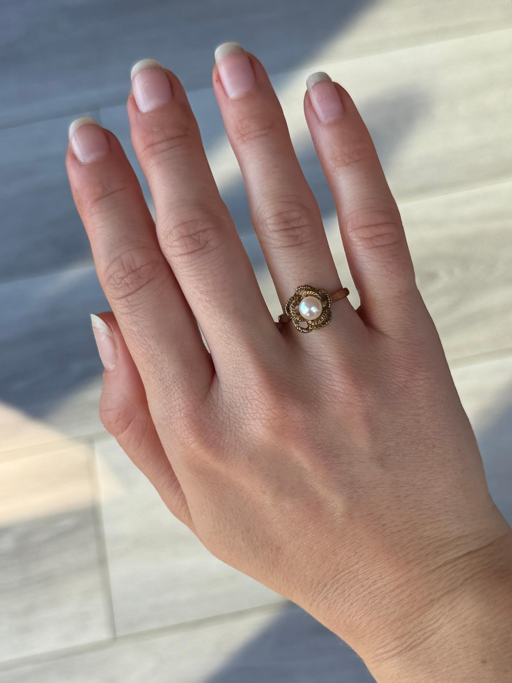 Uncut Vintage Pearl and 9 Carat Gold Ring For Sale