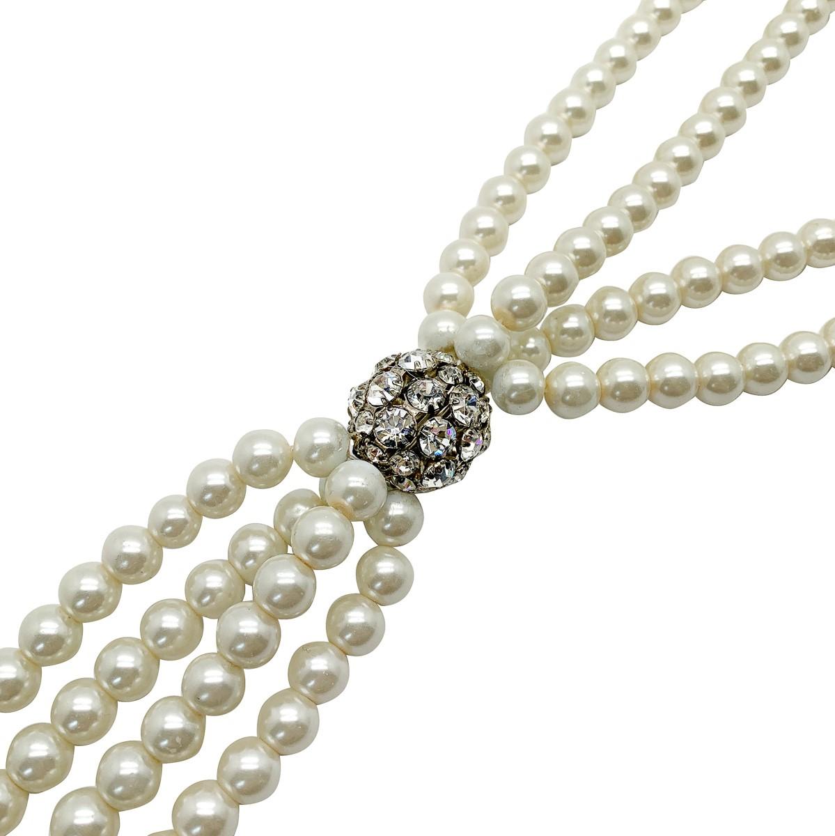Vintage Sautoir-Halskette aus Perlen und Kristall mit Quaste, 1980er Jahre für Damen oder Herren im Angebot