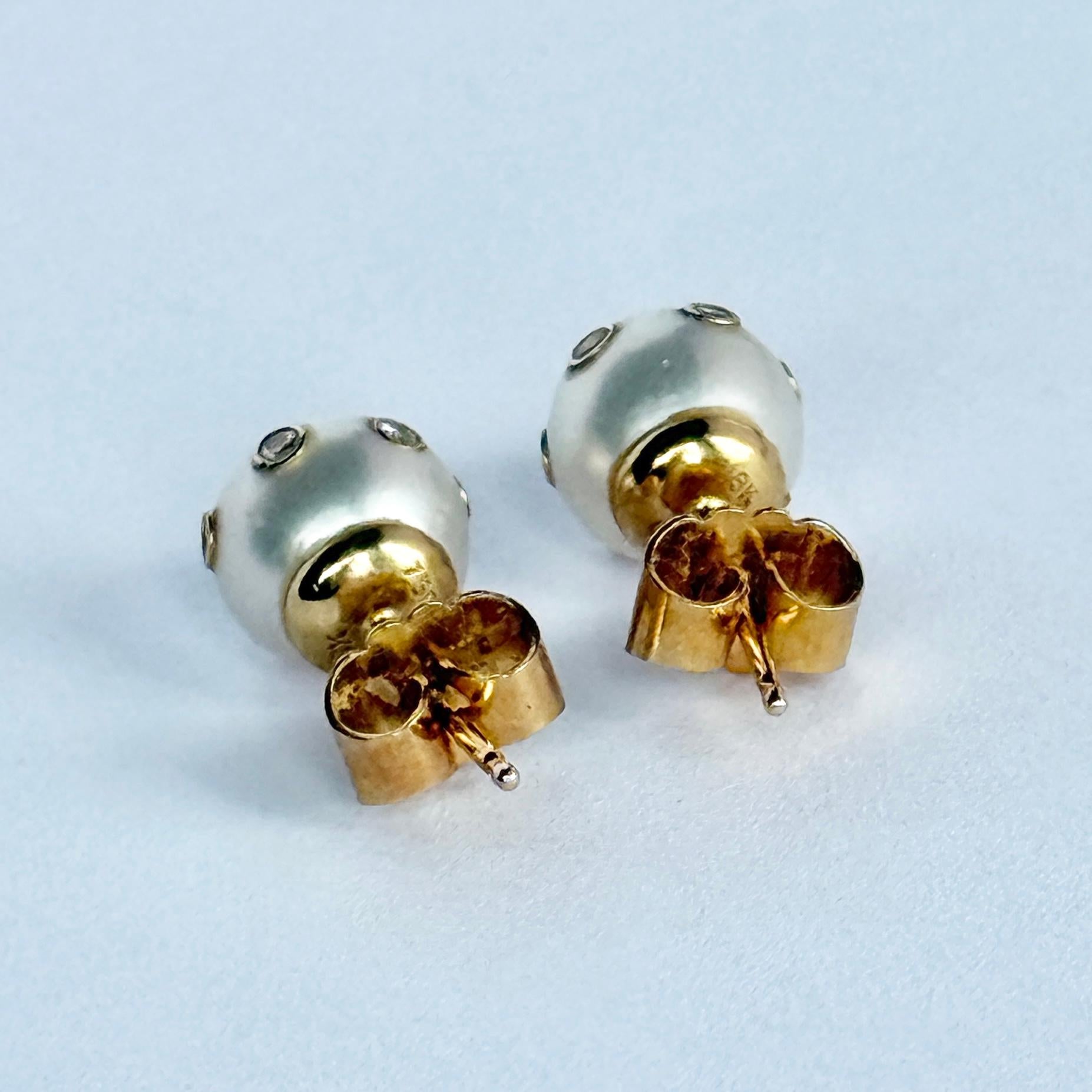 Pendientes vintage de perlas y diamantes de oro de 18 quilates en Bueno estado para la venta en Chipping Campden, GB