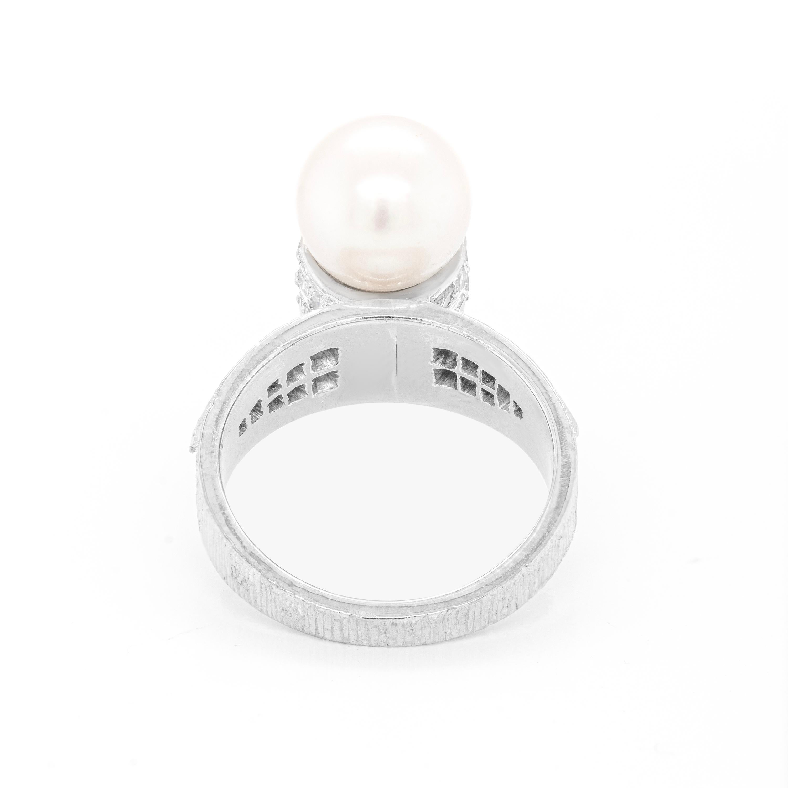 Single Cut Vintage Pearl and Diamond 18ct White Gold Dress Ring For Sale