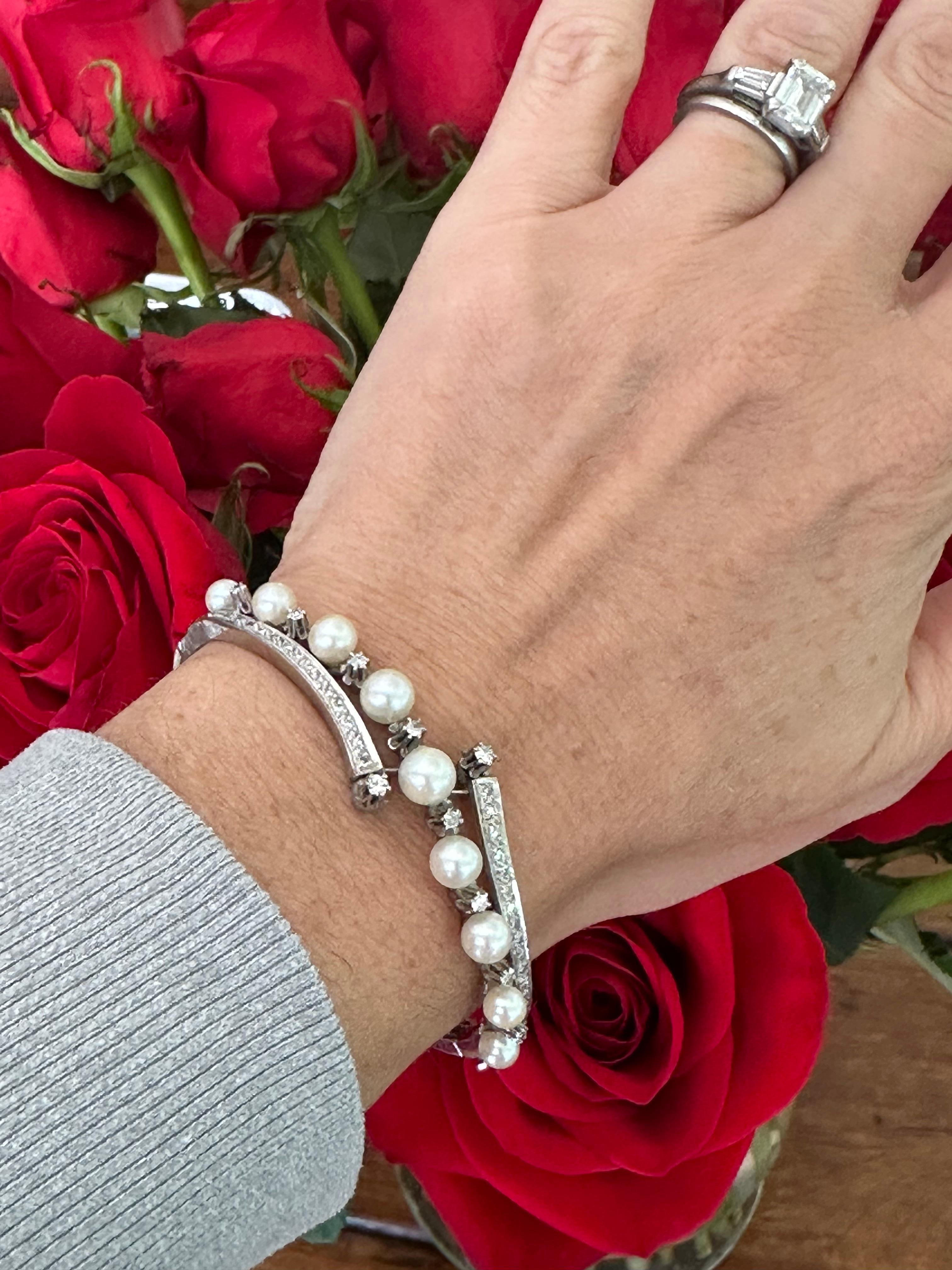 Vintage Perle und Diamant-Armreif 6