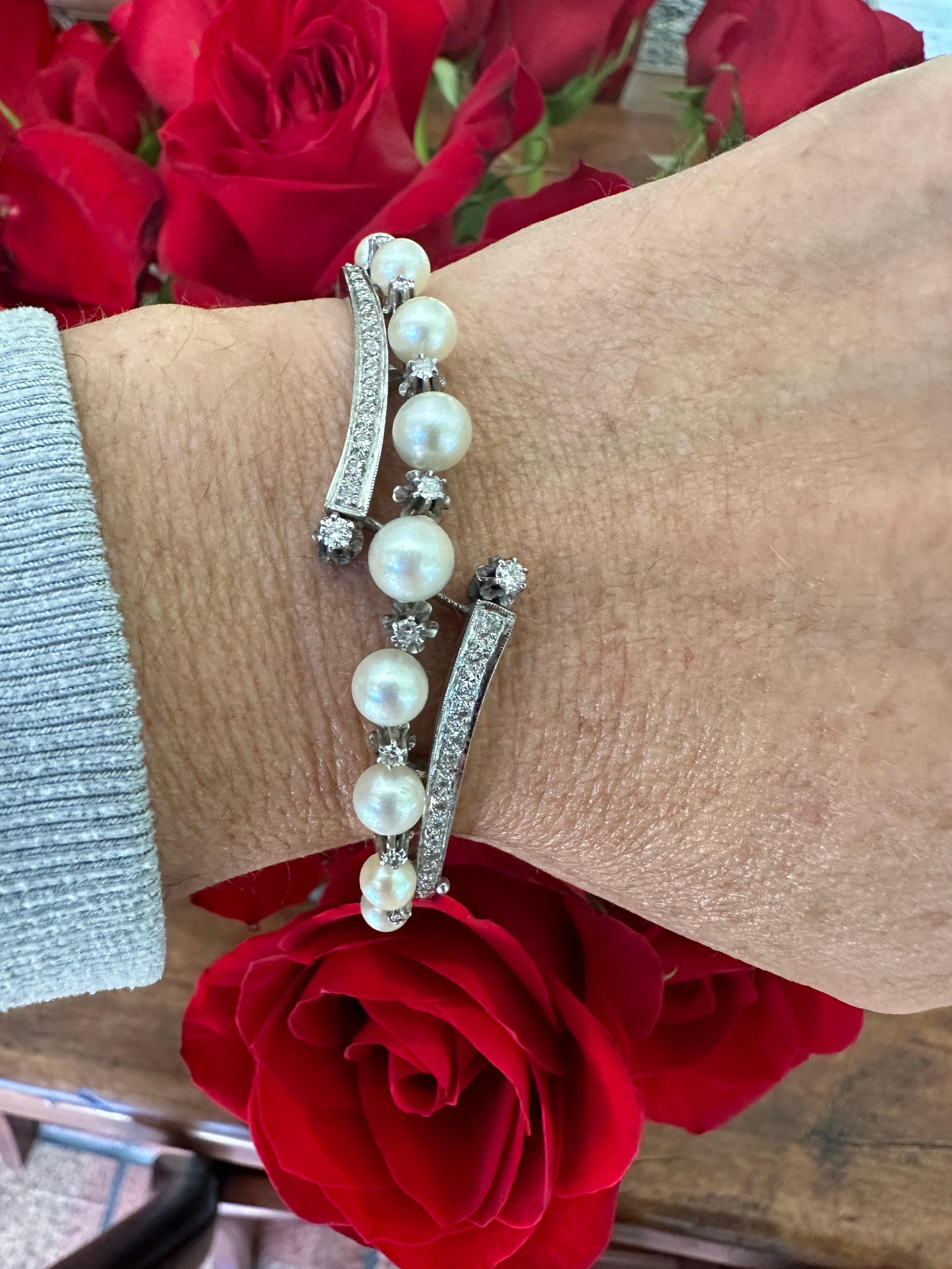 Vintage Perle und Diamant-Armreif 7