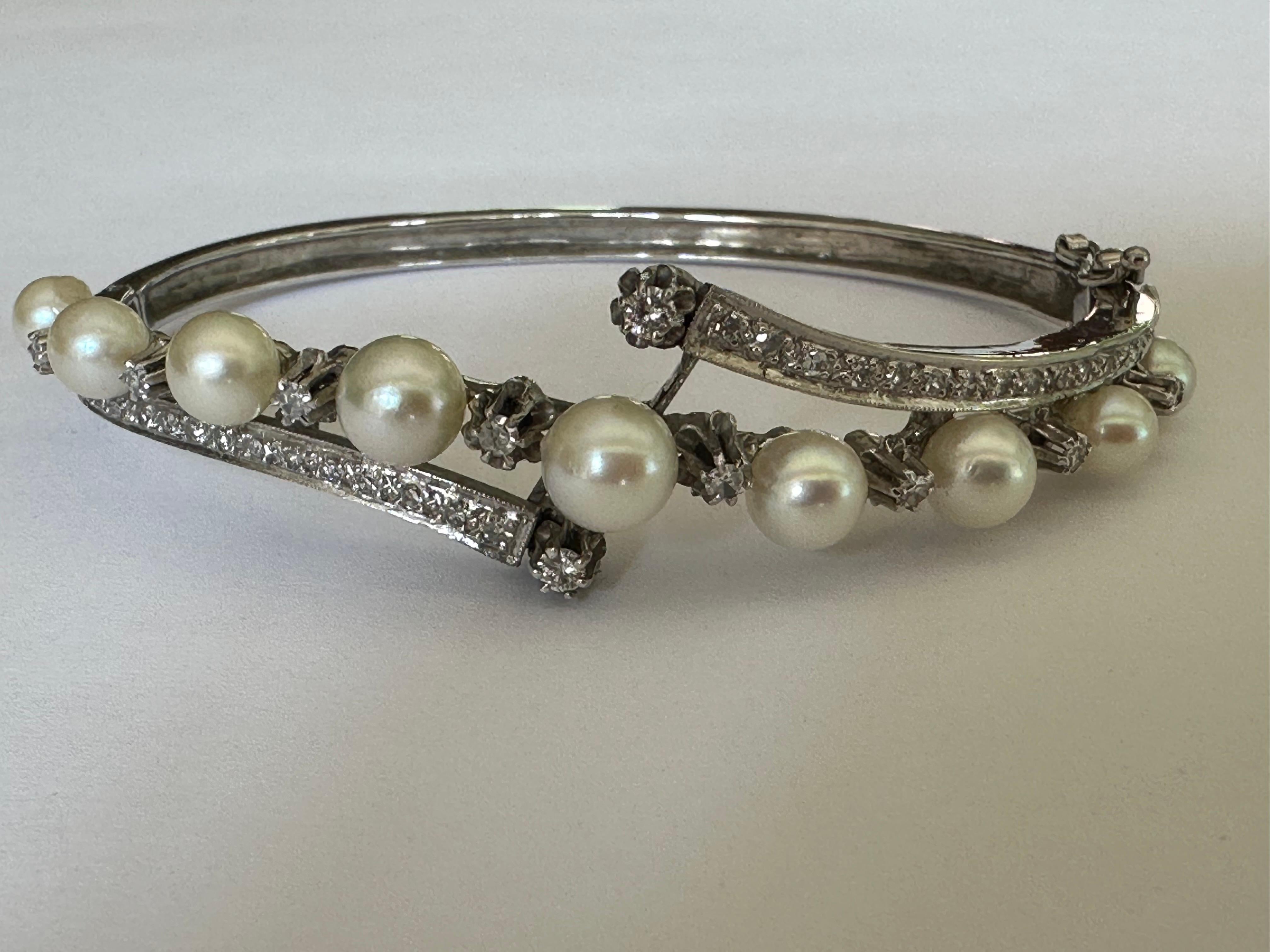Vintage Perle und Diamant-Armreif 4