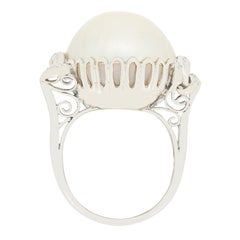 Vintage Pearl and Diamond Cocktail Ring, c.1970s