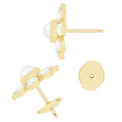 Vintage Pearl and Diamond Earrings, c.1950s