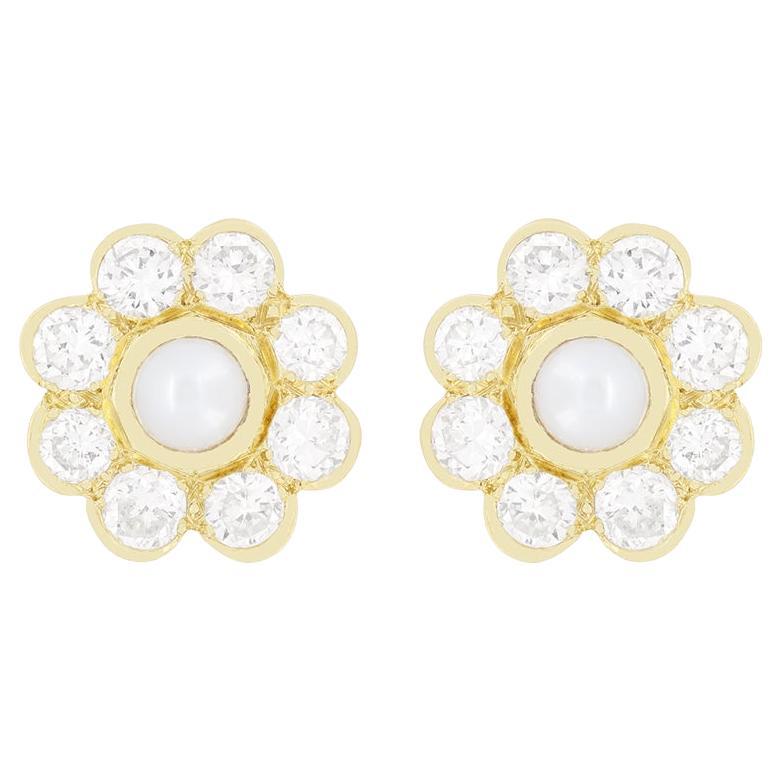 Orecchini vintage con perle e diamanti, anni
50 circa