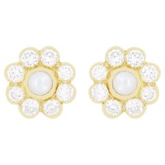 Vintage Pearl and Diamond Earrings, c.1950s