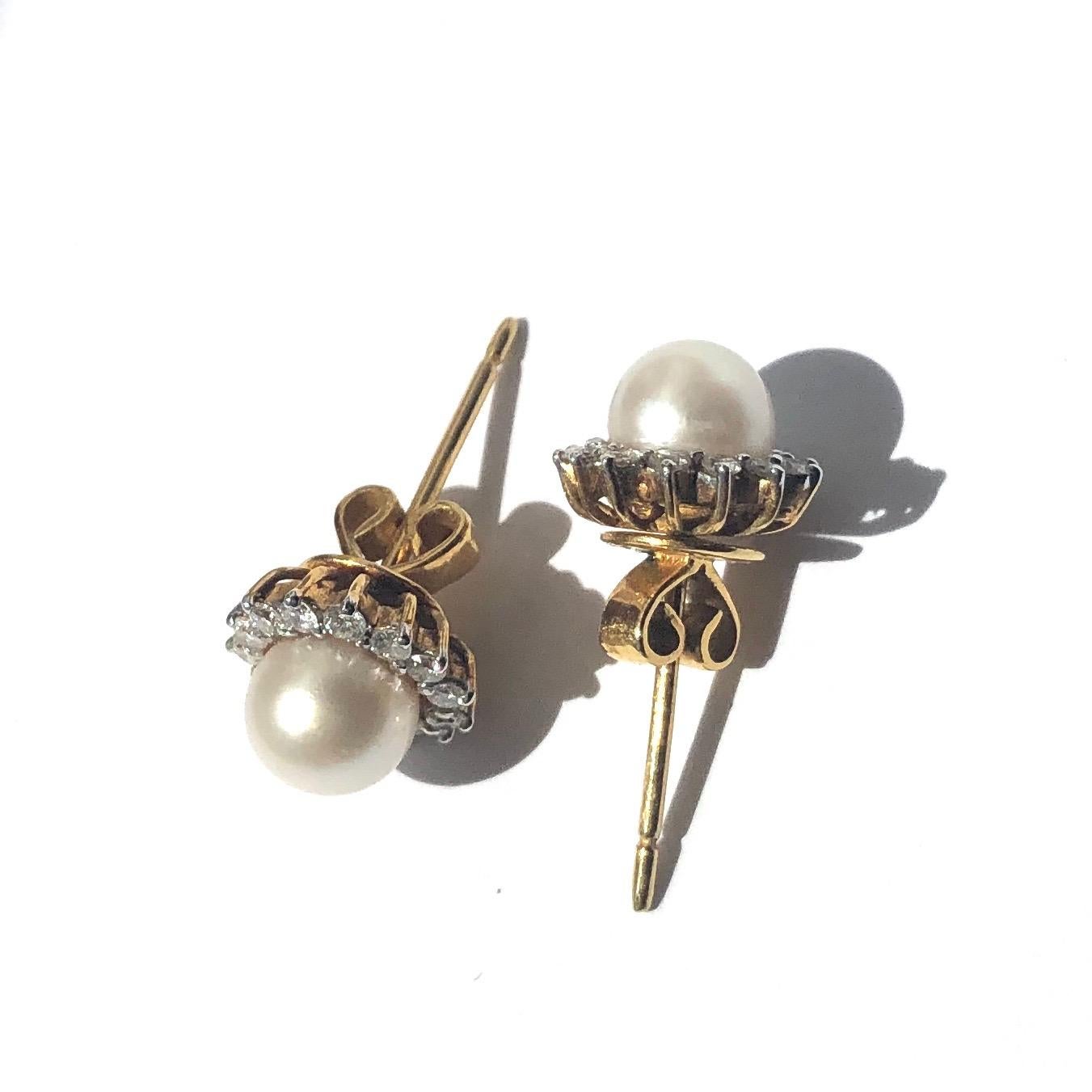 vintage pearl and diamond earrings