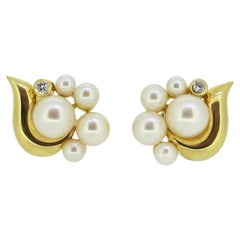 Vintage Pearl and Diamond Earrings