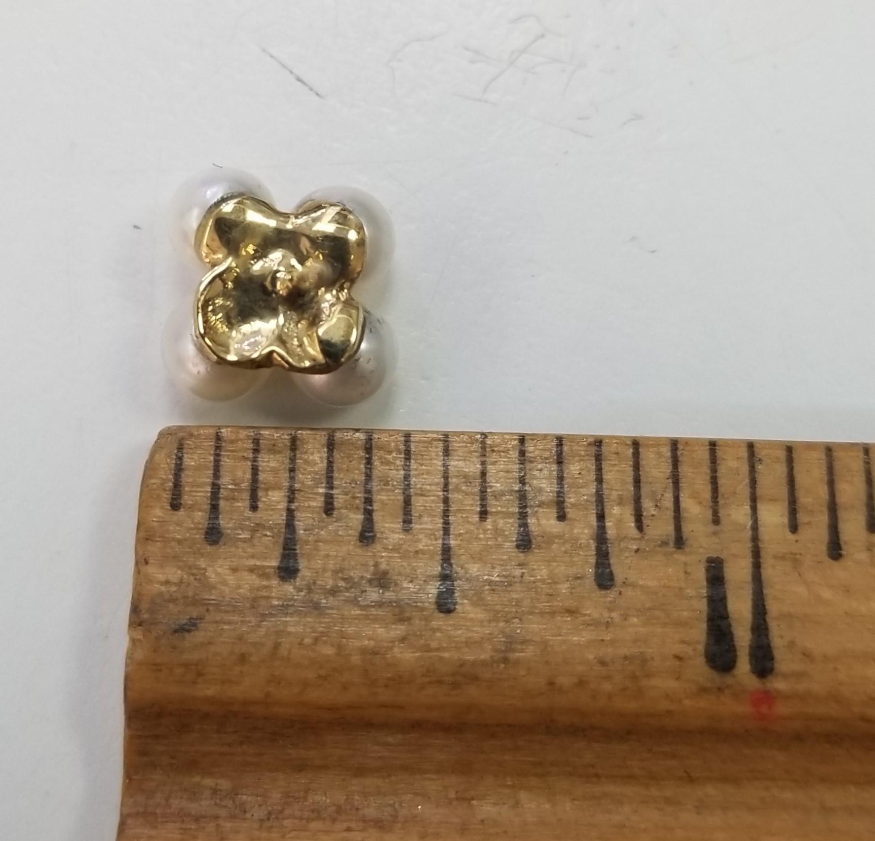 Round Cut Vintage Pearl and  Diamond  Earrings in 14K Yellow Gold For Sale