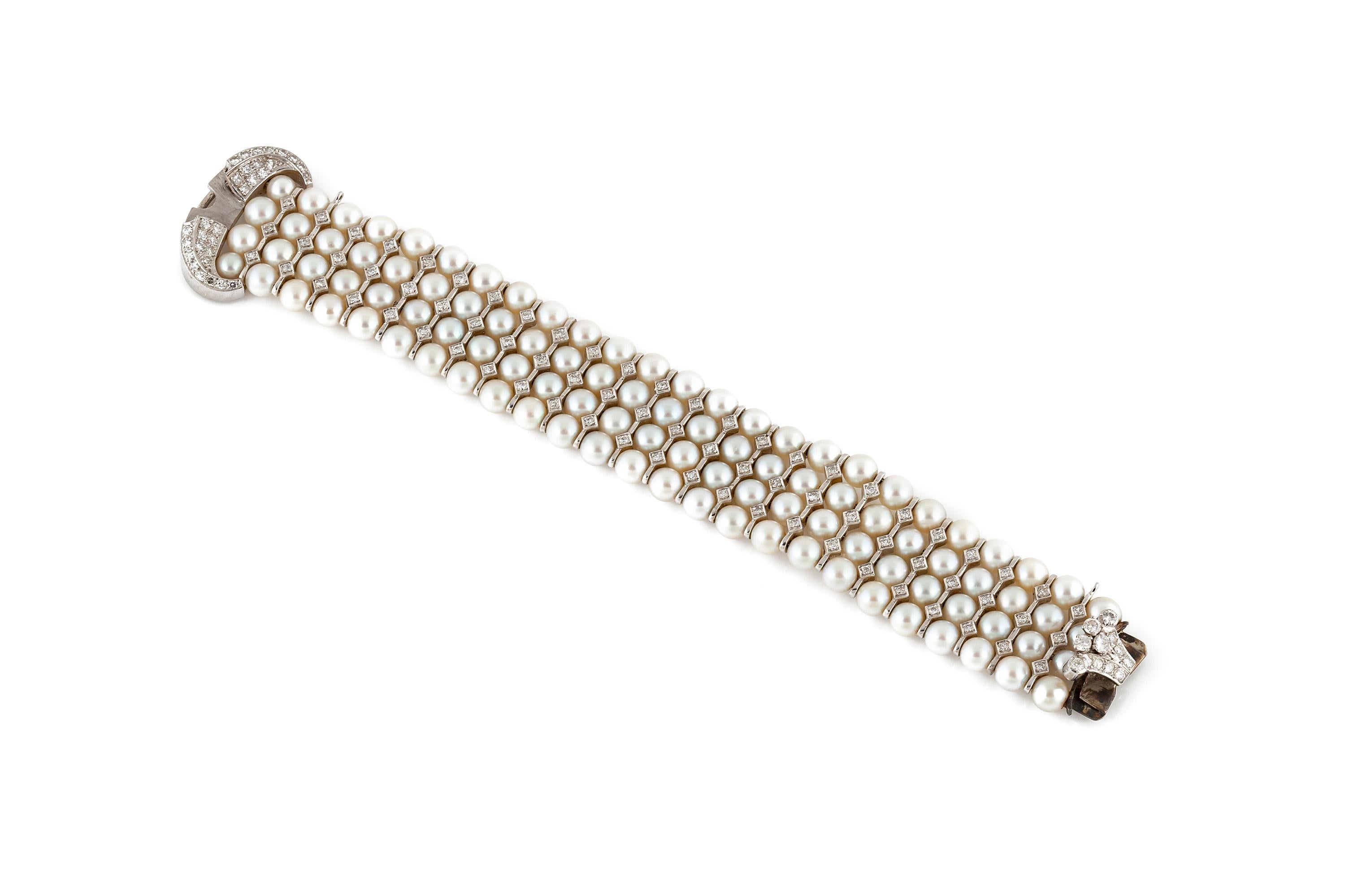 Vintage Pearl and Diamonds Bracelet 1