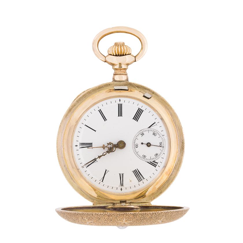 Vintage Taschenuhr mit Perlen und Diamanten im Rosenschliff, ca. 1930er Jahre im Zustand „Gut“ im Angebot in London, GB