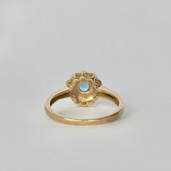 Vintage Pearl and Topaz 9 Carat Gold Cluster Ring