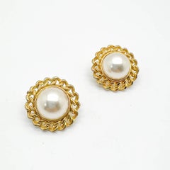 Vintage Pearl Chain-link Earrings 1990s