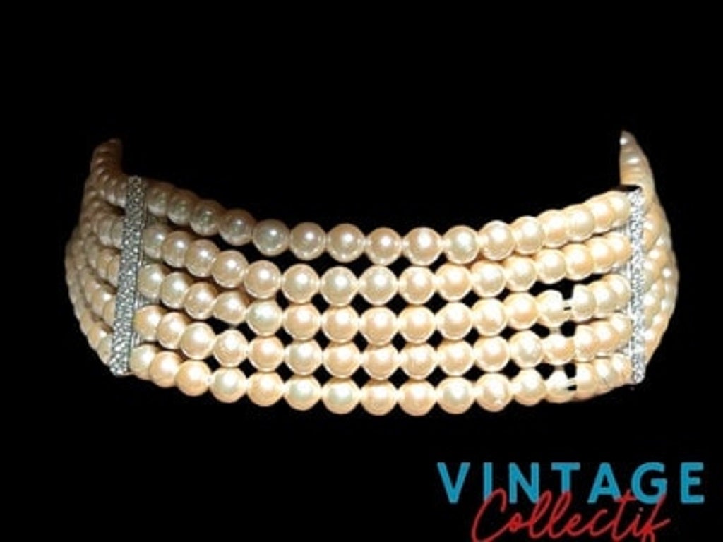 Vintage pearl choker 5 rows Galliano for Christian Dior